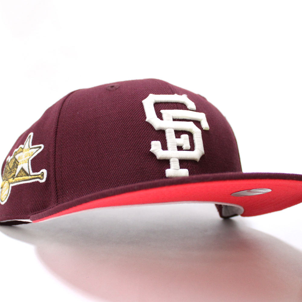 dark red fitted hat