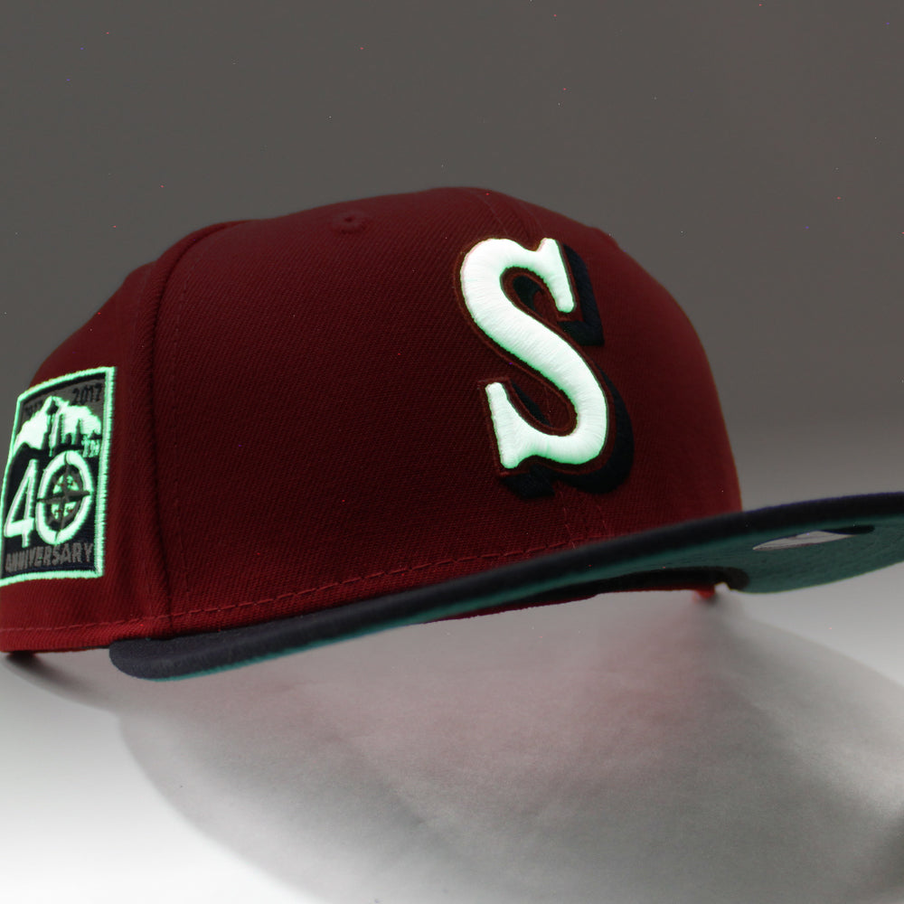 Seattle Mariners 40th Anniversary New Era 59Fifty Fitted Hat (GITD Red ...