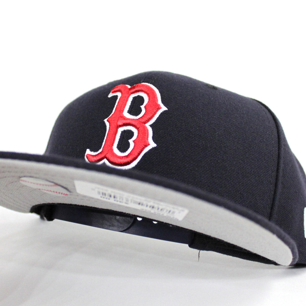 boston red sox fitted hat grey brim