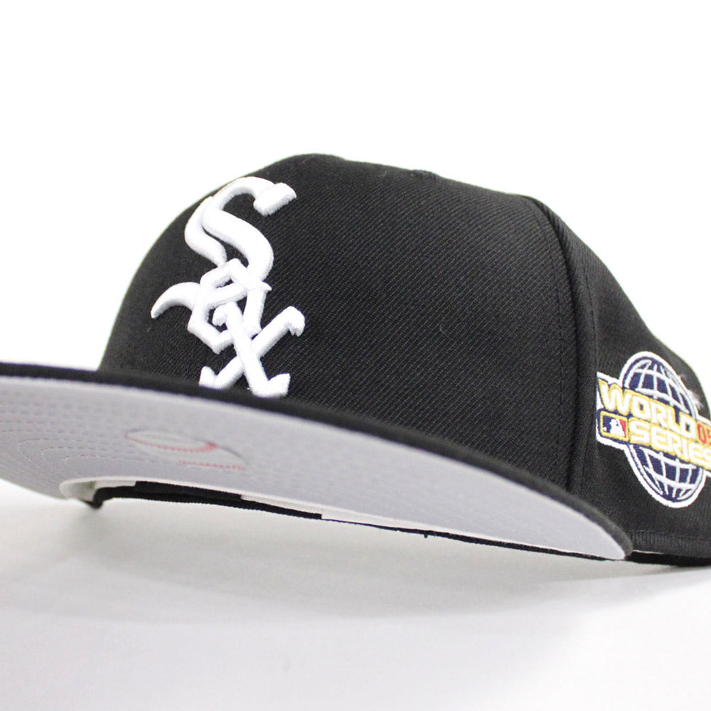 Chicago White Sox New Era Fitted 59fifty Hats 2005 World Series Patch Gray Under Brim Ai Whitesox Side Patch Fitteds Ai Custom 59fifty Caps Ecapcity