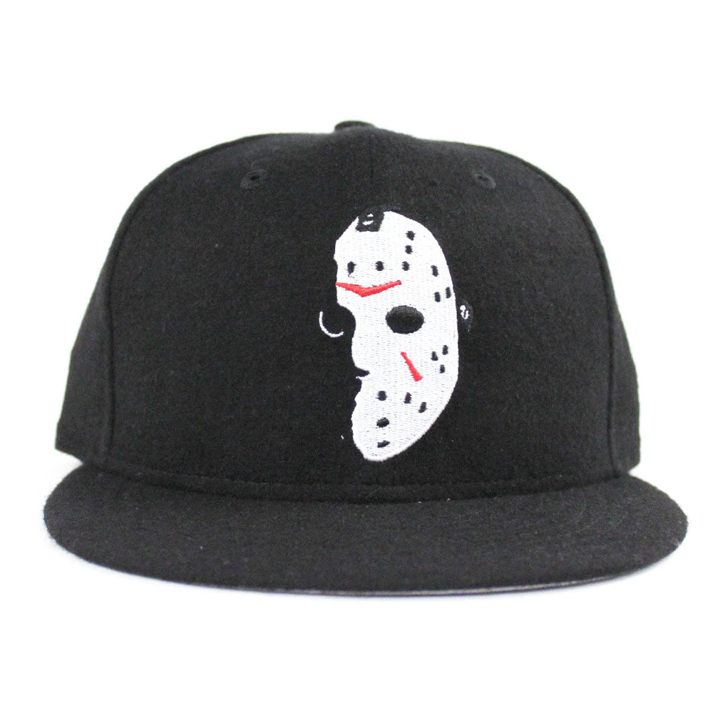 Friday The 13th Jason Head New Era 59fifty Fitted Hat Black Flannel Gray Under Brim Grey Bottom Fitteds Ai Custom 59fifty Caps Ecapcity