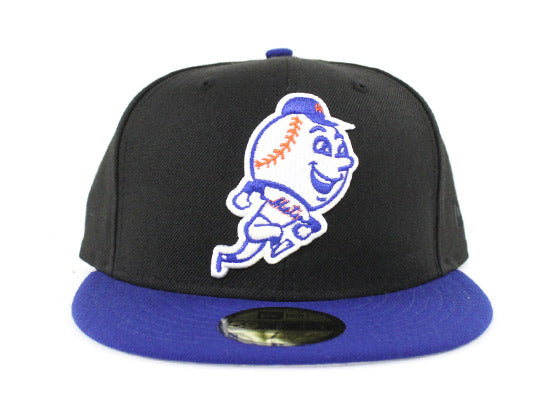 Waarschuwing Logisch Op risico Mr Mets NY Mets New Era 59Fifty Fitted Hats (Black Blue Gray Under Bri –  ECAPCITY