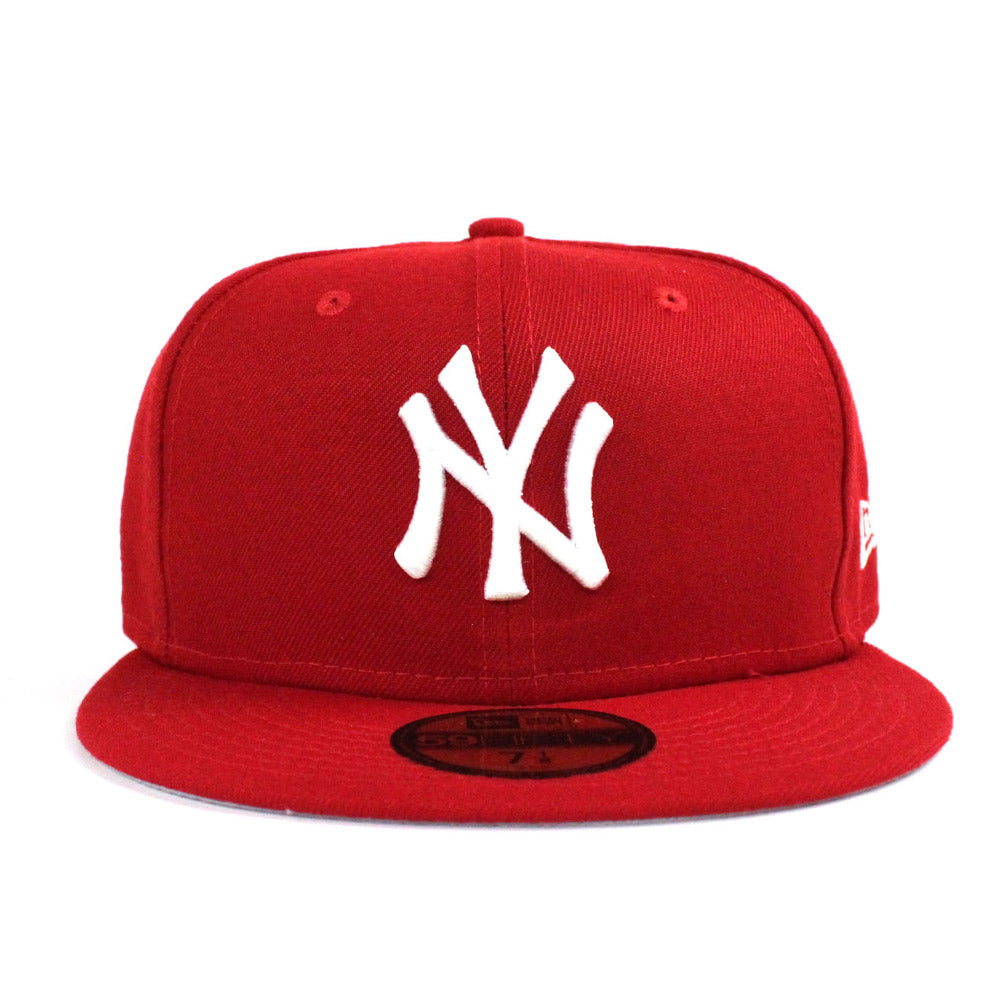 New York Yankees New Era 5950 Fitted Hats (RED) ‚Äì Custom Grey Bottom ‚Äì 59Fifty NY Caps – ECAPCITY