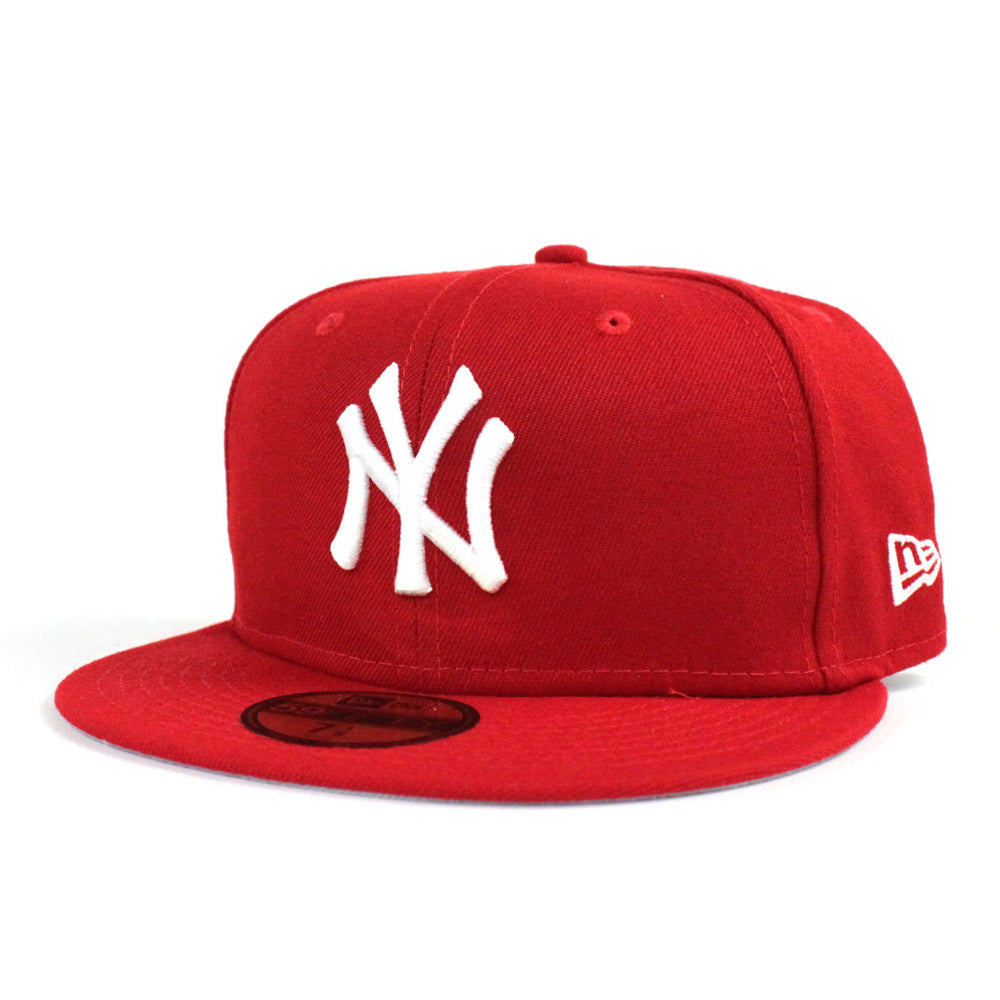 New York Yankees New Era 5950 Fitted Hats (RED) ‚Äì Custom Grey Bottom ...