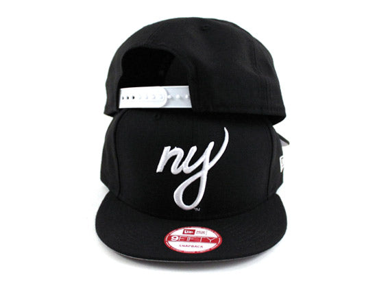 Ny Script New Era 9fifty Snapback Hat Black Gray Under Brim Ecapcity