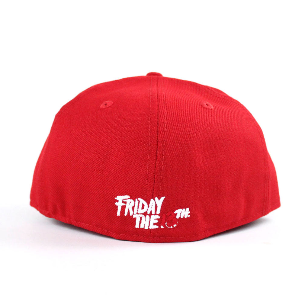 Friday The 13th Jason Head New Era 59fifty Fitted Hat Red Gray Under Brim Grey Bottom Fitteds Ai Custom 59fifty Caps Ecapcity