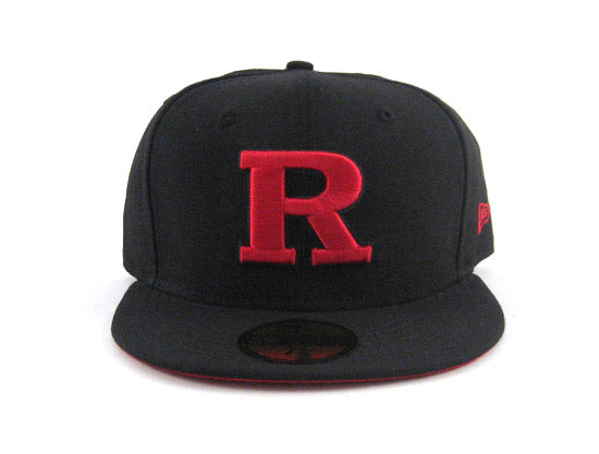 Rutgers University 59fifty New Era Fitted Hats Black Red Under Brim Ecapcity