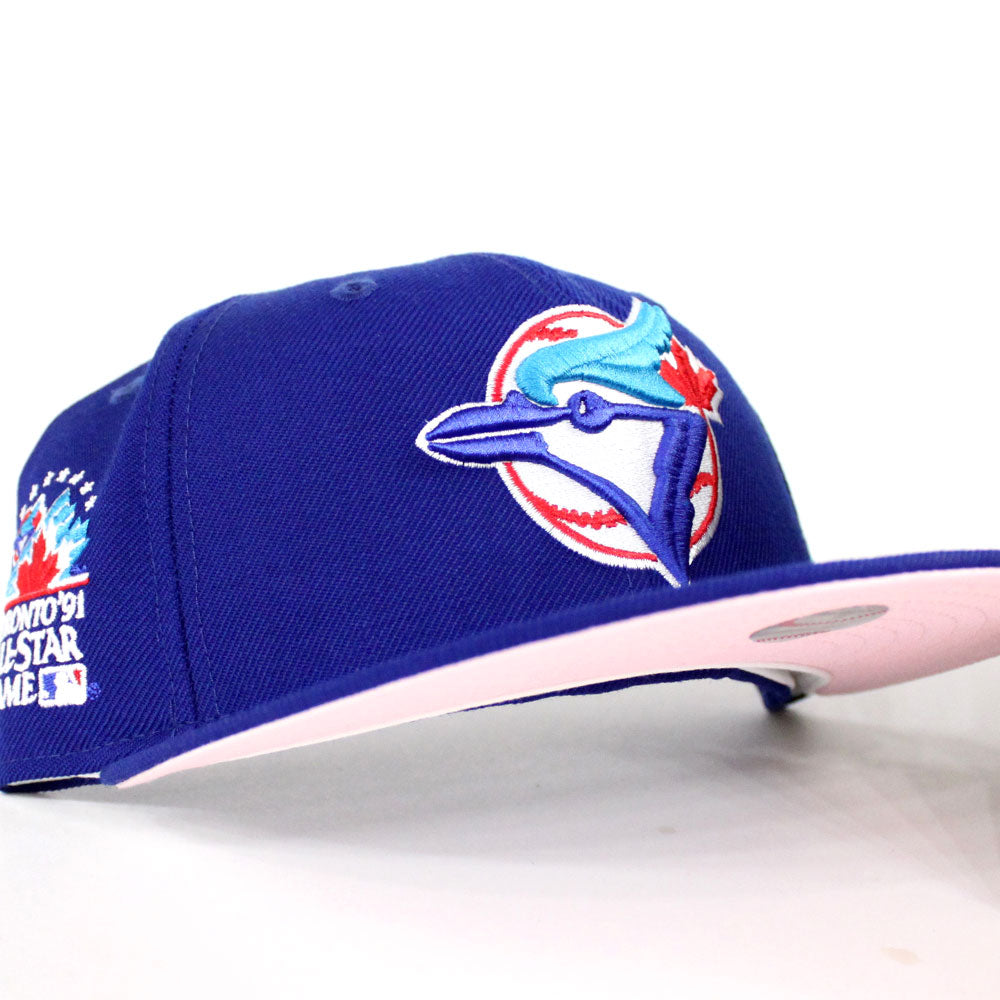 Toronto Blue Jays 1991 All Star Game New Era 59fifty Fitted Hat Pink Under Brim Ai Side Patch Pink Bottom Fitteds Ai Custom 59fifty Bluejays Caps Ecapcity