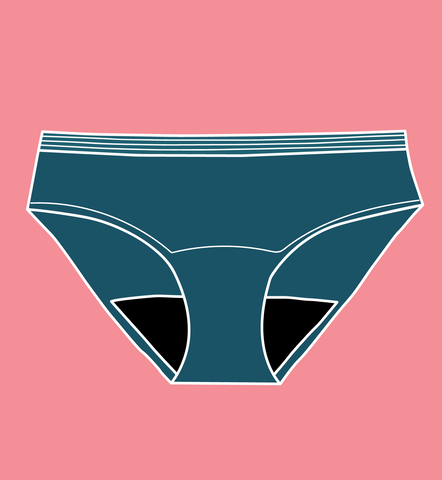 Illustration d'un pantalon menstruel de style bikini.