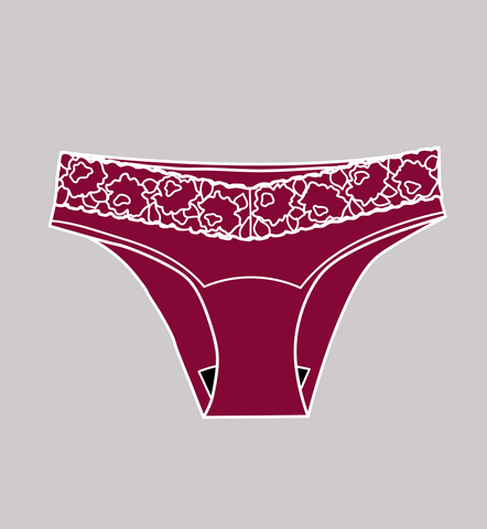 Illustration d'un pantalon menstruel de style brésilien.