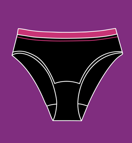 Illustration d'un pantalon menstruel de style jambe haute.