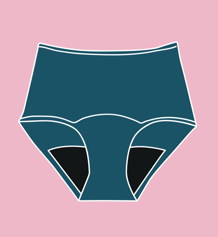 Illustration d'un pantalon menstruel de style taille haute.