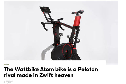 a photo of the wattbike atom with ‘peloton rival made in zwift heaven’ below it