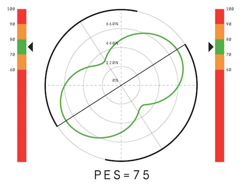 A green diagram of the Wattbike Polar View showing optimal pedal technique