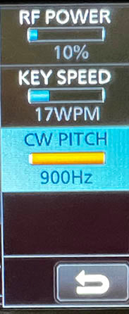 The setting panel for CW PITCH on the IC-7300