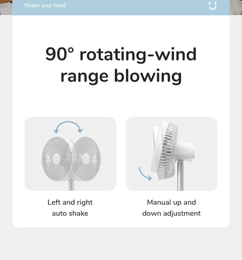 JISULIFE FA13P Oscillating Extendable Desk Fan 8000mAh (New Upgraded)