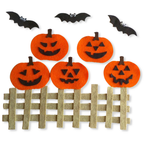 Five Little Jack O Lanterns Felt Set Pattern published by Felt Board Magic