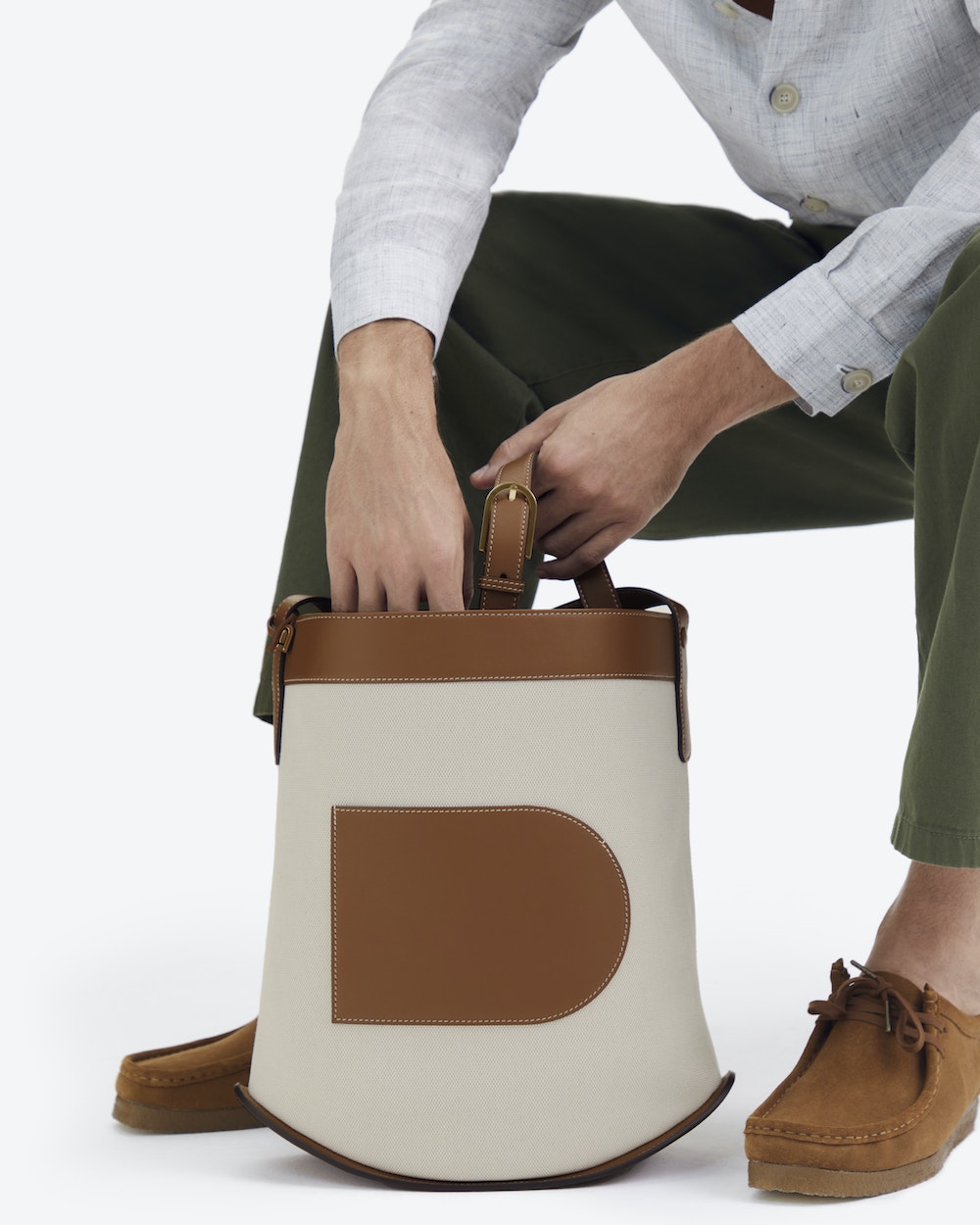 Delvaux Lingot Canvas Shoulder Bag in Brown
