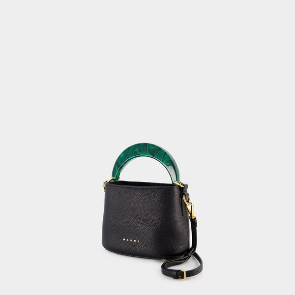 Venice Mini Bucket Bag in black leather