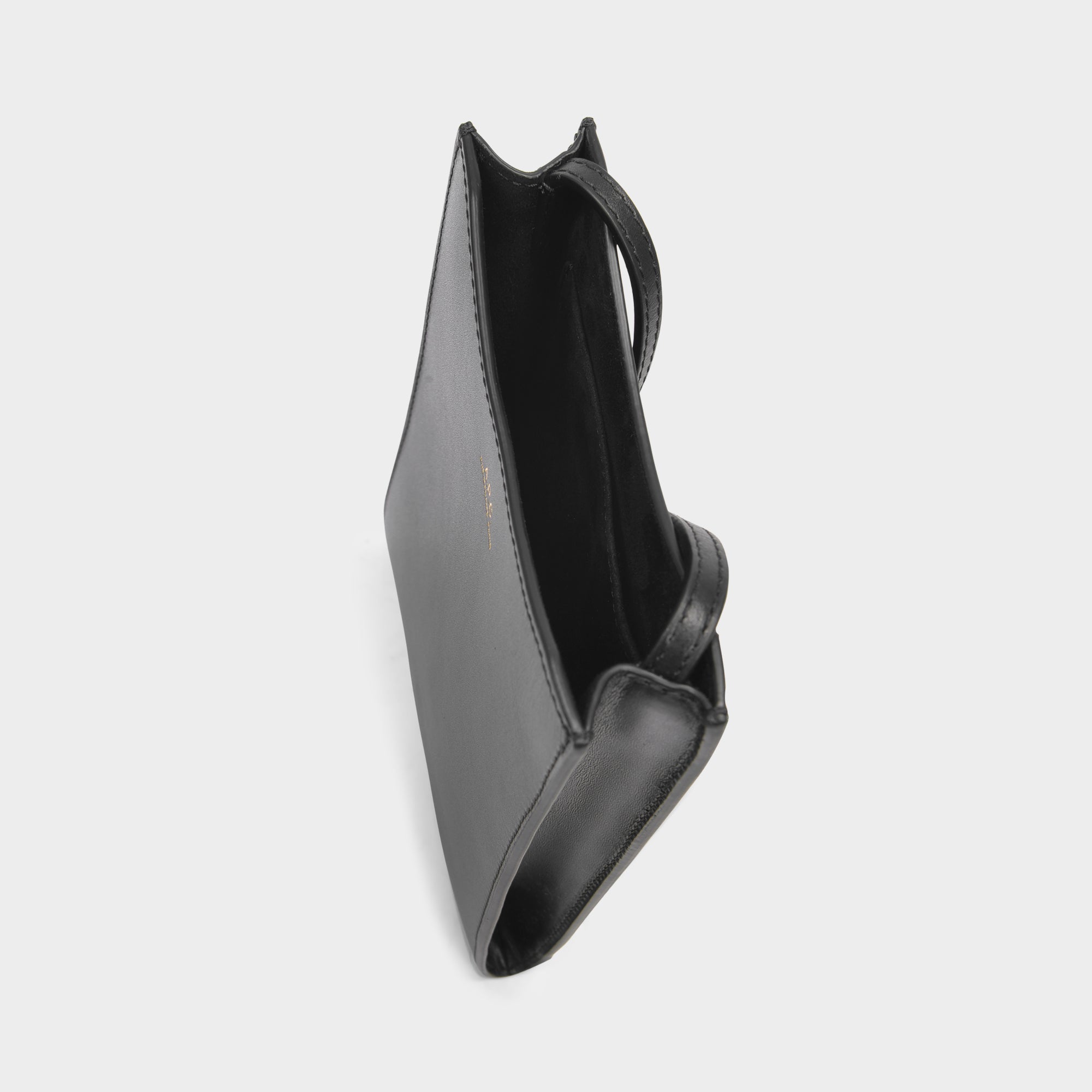 Jamie Neck Pouch in Black Leather