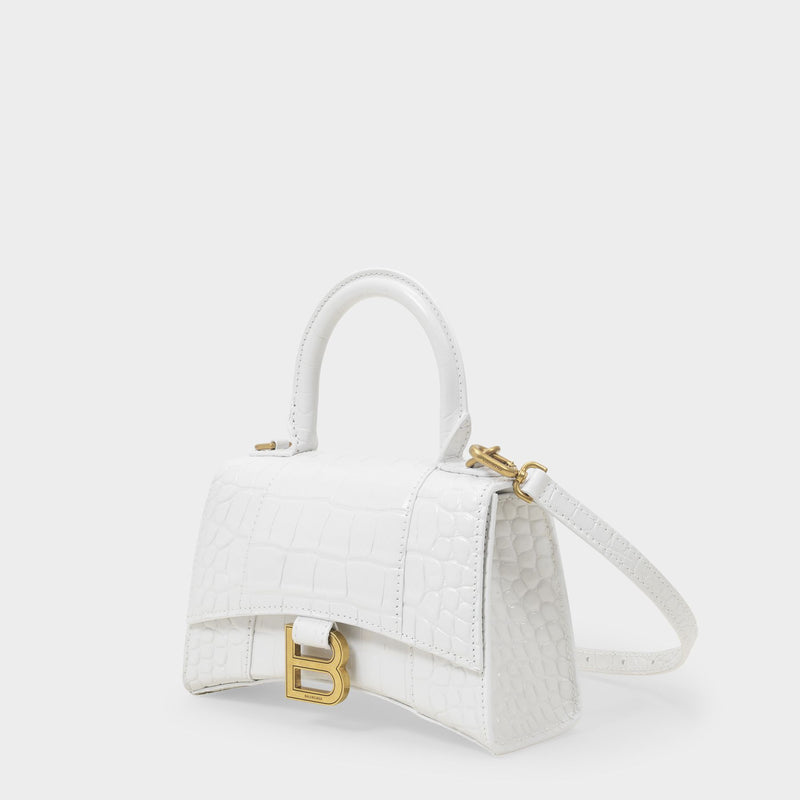 Hourglass Mini Leather Crossbody Bag in White  Balenciaga  Mytheresa