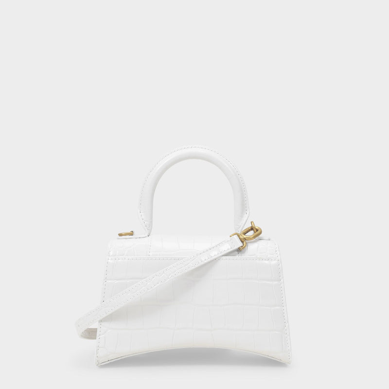 Balenciaga Mini Bag Shop Online Singapore  White Womens Hourglass Xs  Crocodile Embossed