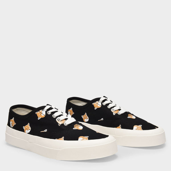 All Over Fox Head Sneakers in Black Canvas
