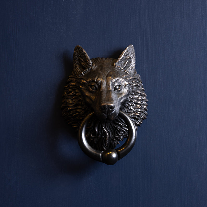 Karl Sanders - Nickel-Plated Bronze Wolf Door Knocker (Large) – Day in the  Life Gallery and Design Studio