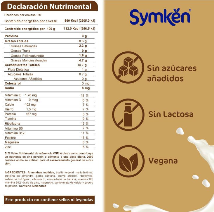 Tabla Nutrimental Symken Almendra