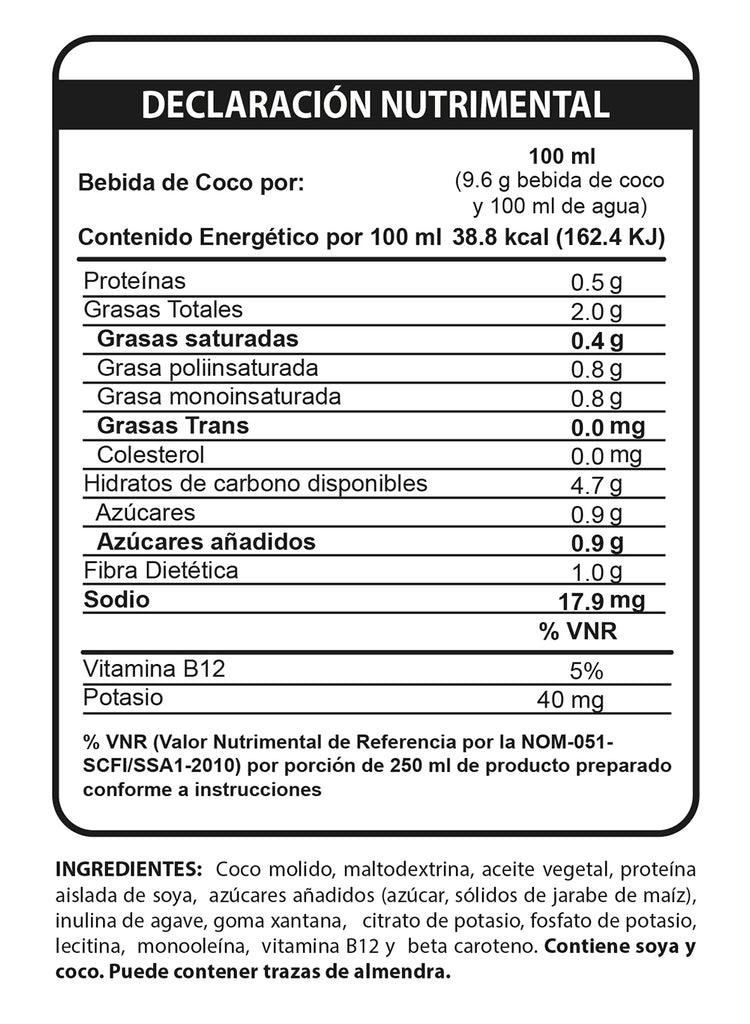 bebida en polvo coco 10 kg