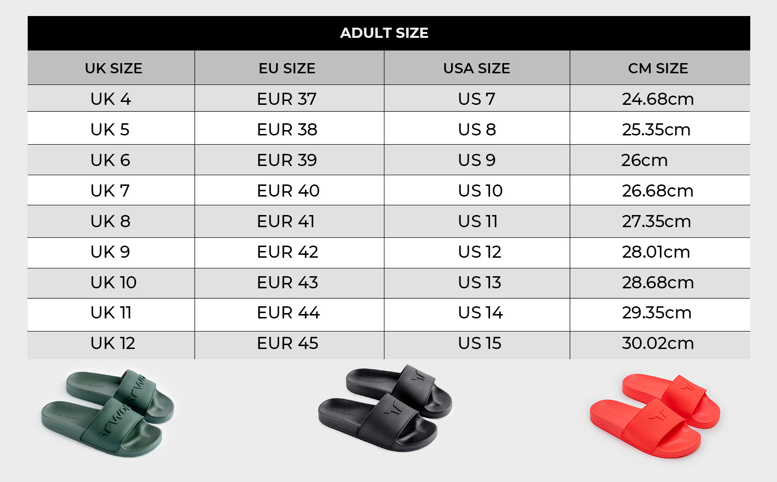 Ludus.is - Size chart Squat Wolf slippers