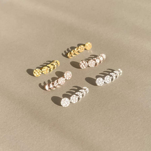 moon phases ear climbers in 925 sterling silver, gold vermeil and rose gold