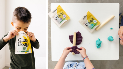 Kids playing with natural play dough