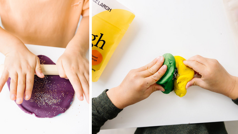 Play dough made with biodegradable glitter