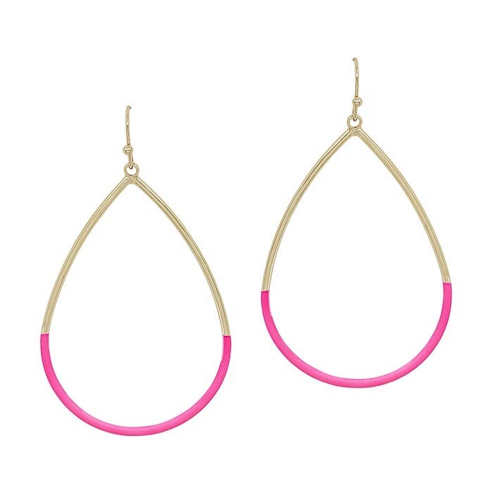 Hot Pink Color Coated Metal and Gold Teardrop 2