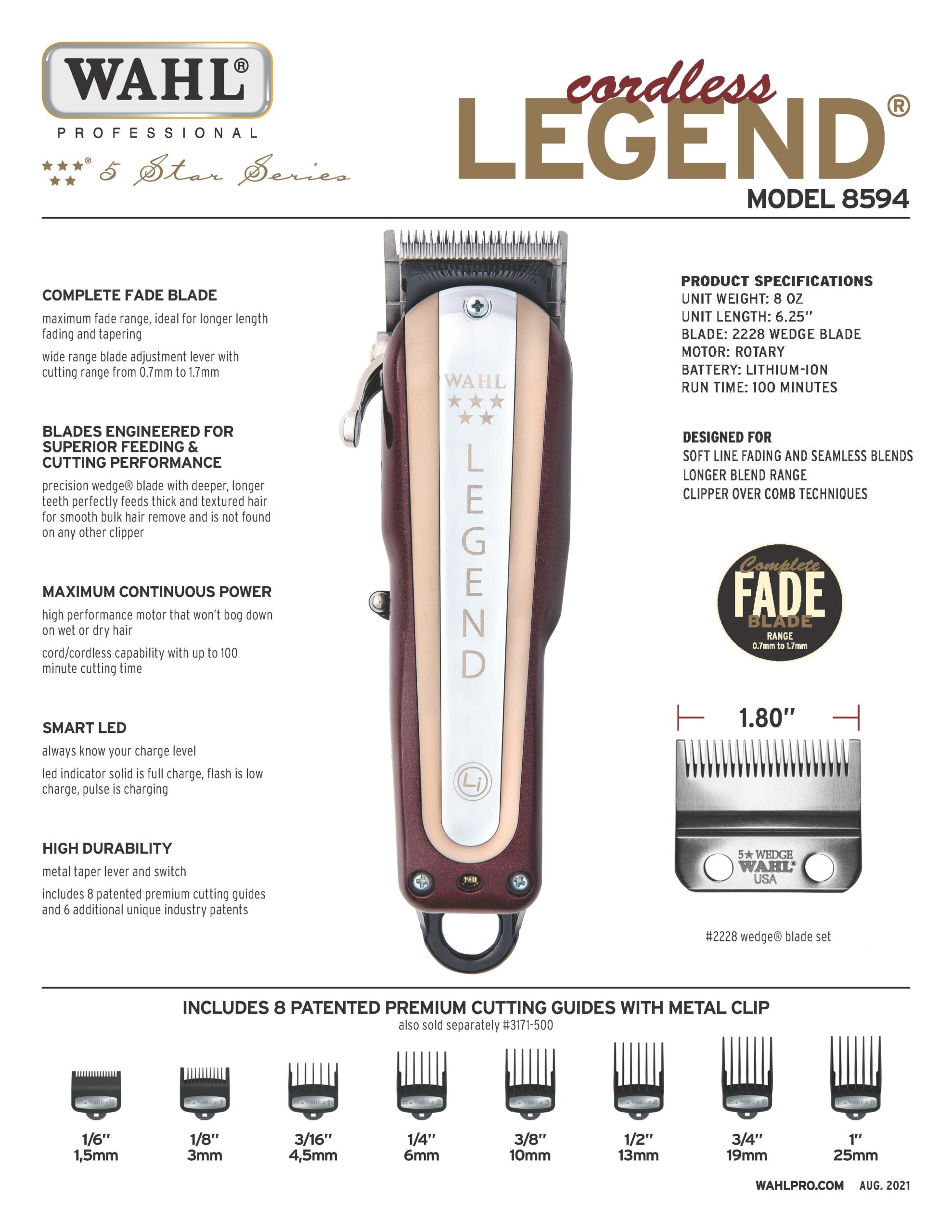 取扱説明書【新品未使用】 Wahl Cordless Legend Clipper