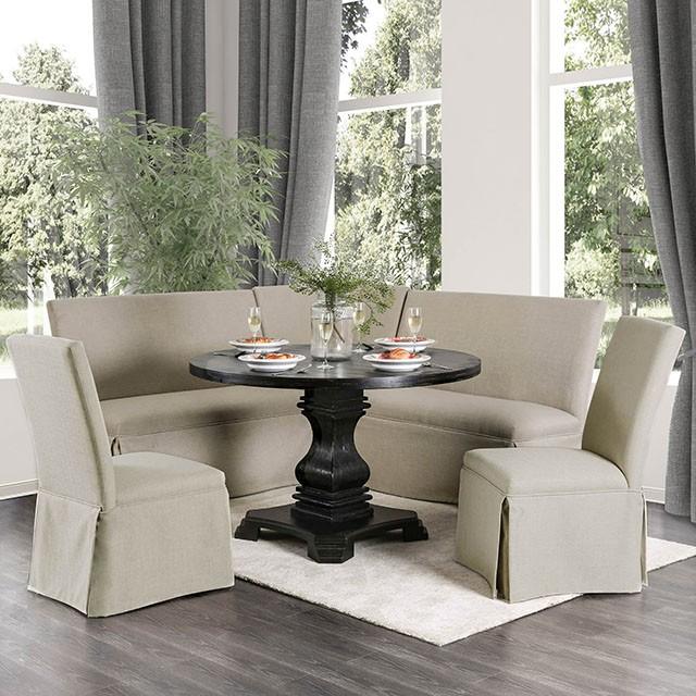 Antique Black Round NERISSA Table in Stunning Antique Black Finish
