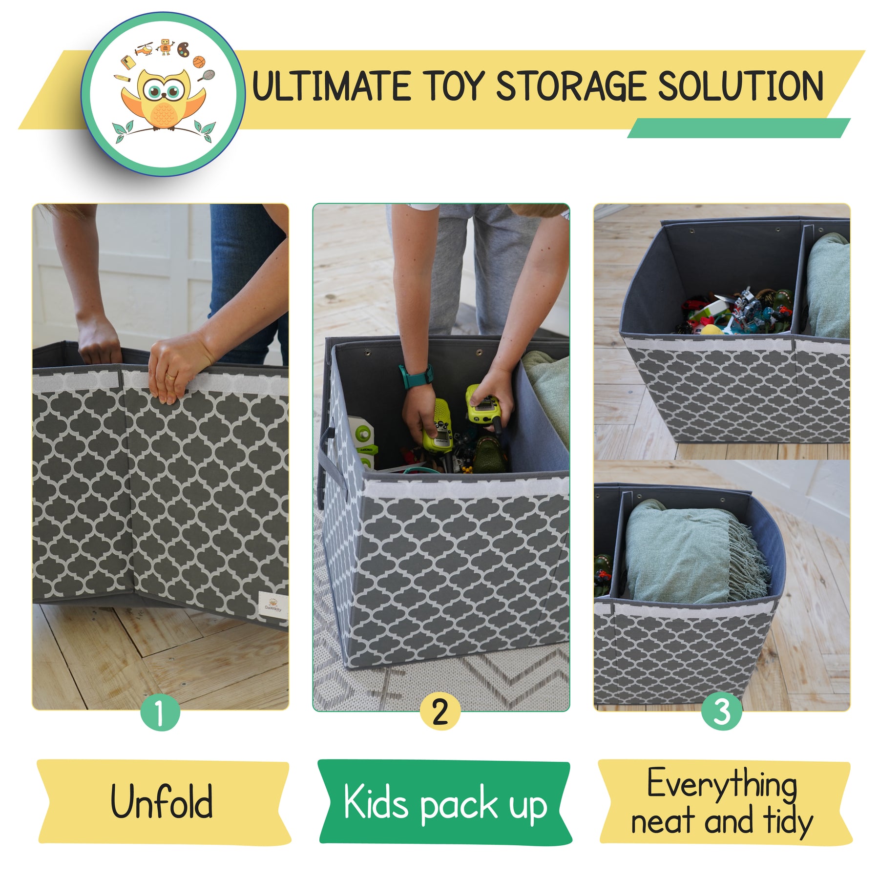 Toy Storage Basket and Play Mat, HHHC Lego Storage Bins Folding