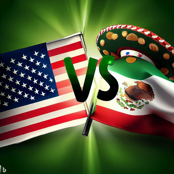 American flag versus Mexican flag