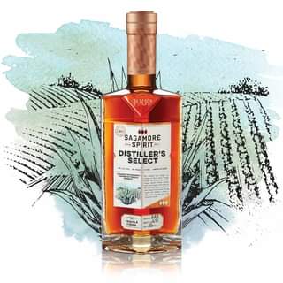tequila finishe rye whiskey with agave fields behind the bottle