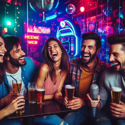 a group of friends drinking at a bar