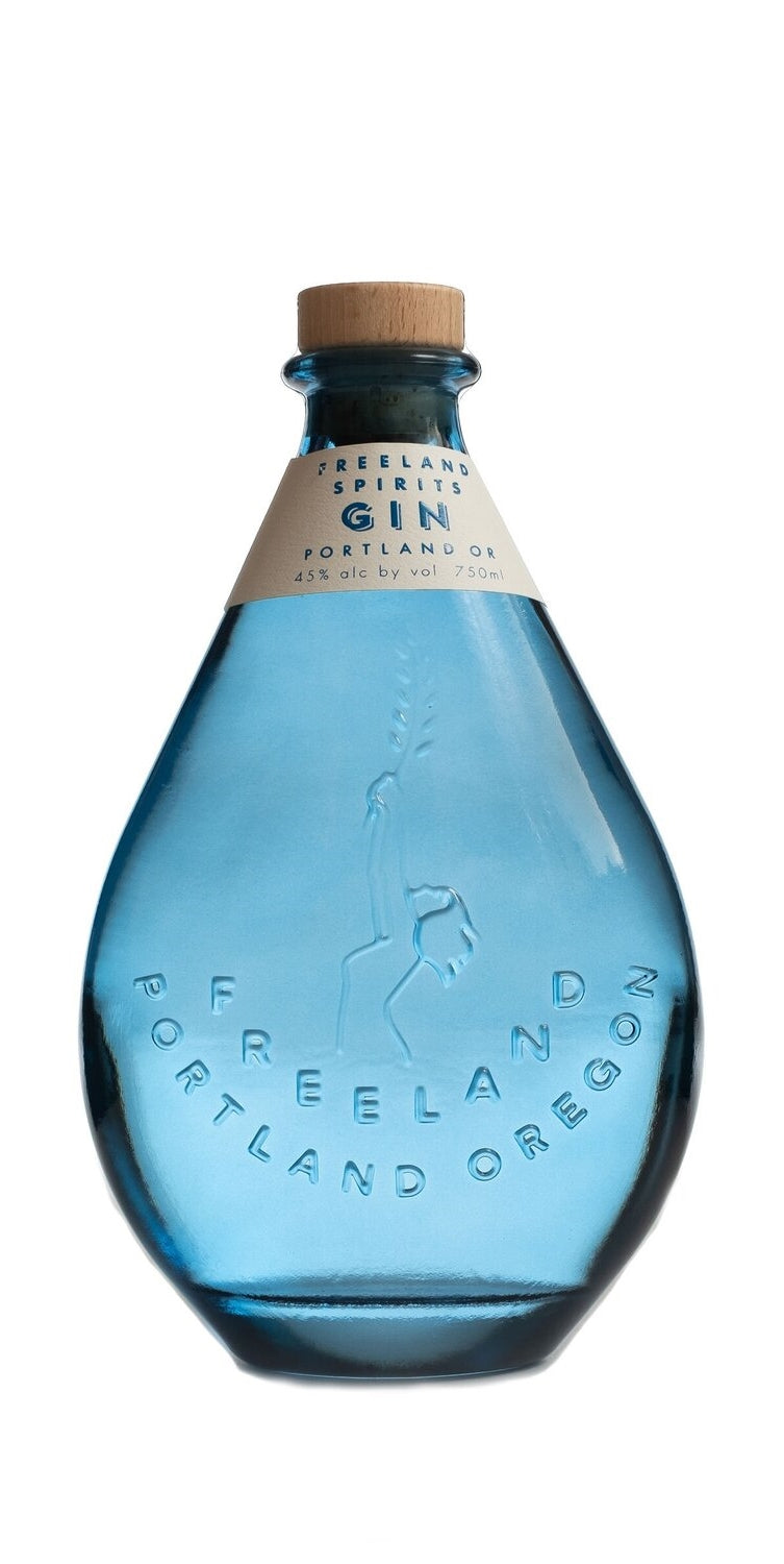 Blue bottle of Freeland Spirits Gin, sold on Tipxy.com