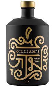 Black with gold swirling pattern bottle of Gilliam's Gin Tipxy.com
