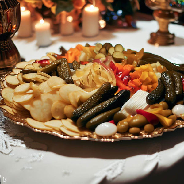 pickled vegetables on a platter