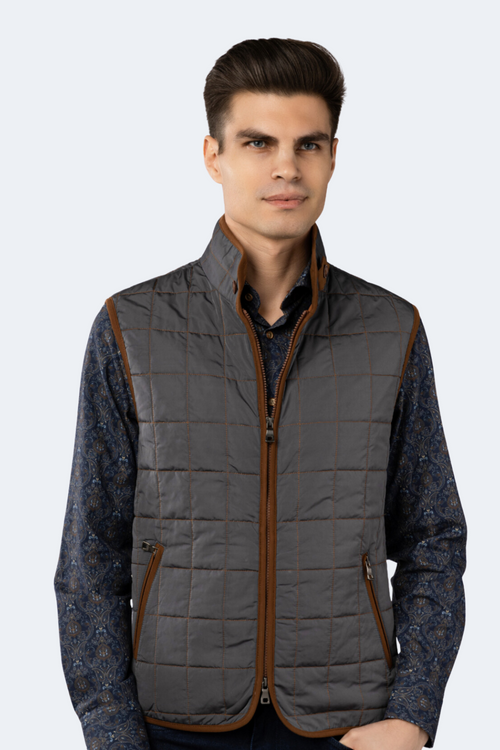 Brown Quilted Zip Up Vest – Luchiano Visconti Online