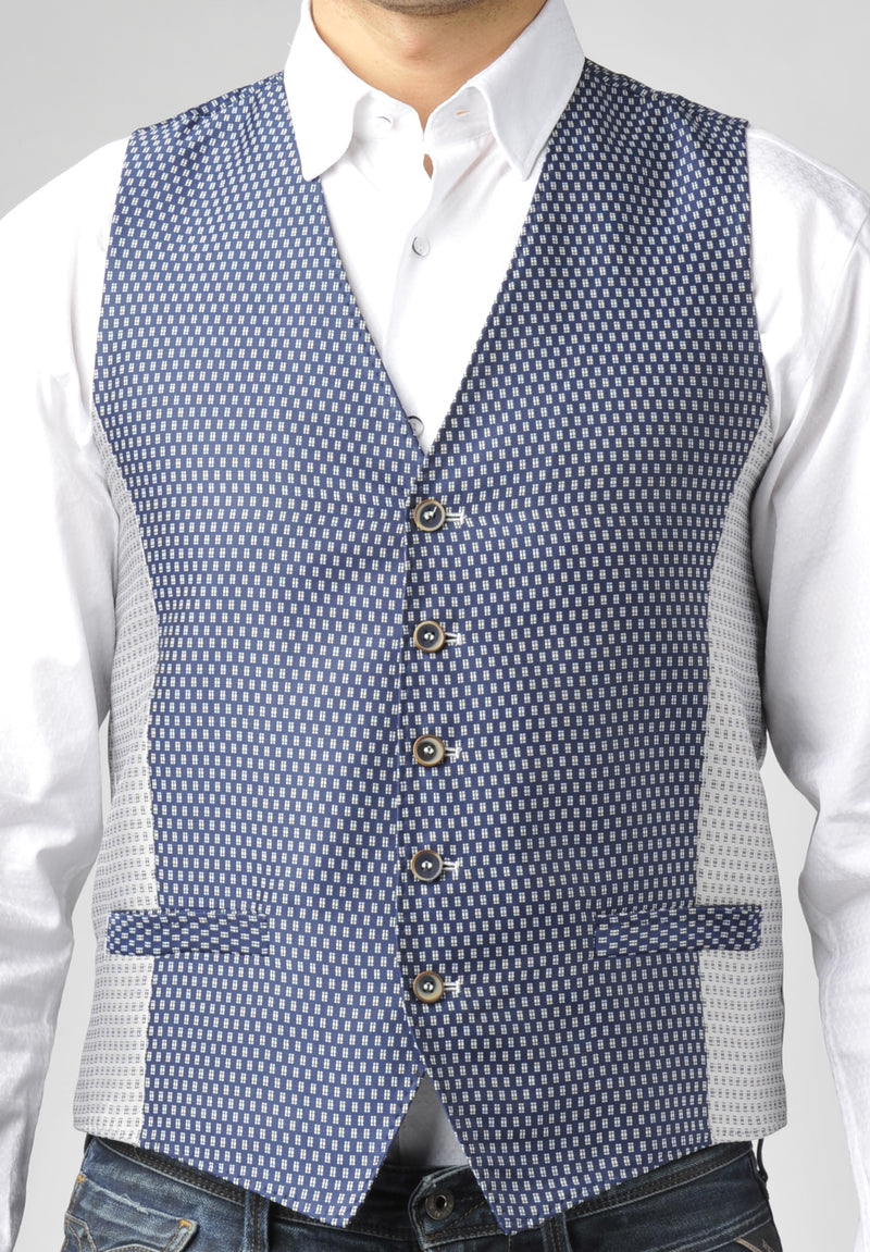 Afleiding Bourgeon Entertainment Navy and Silver Vest with Jacquard Box Design – Luchiano Visconti Online