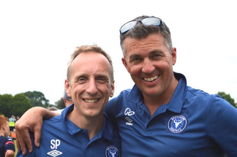 Image caption: Simon Philps (left) Manager Chris Gollings (right) Coach, Bransgore Youth Football Club U16s