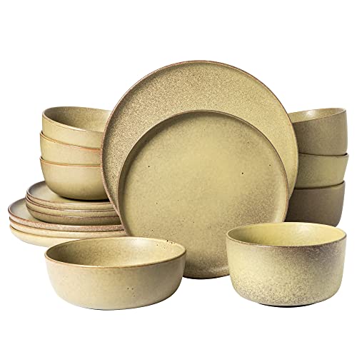 16-Piece Stoneware Dinnerware Set - Toast Cream
