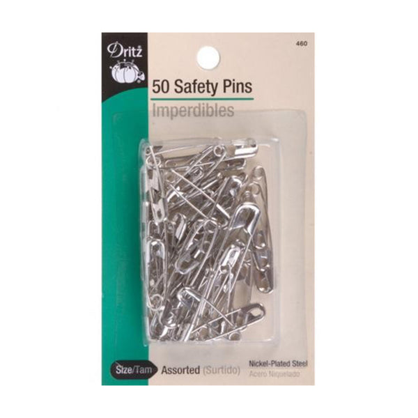 Dritz Safety Pins, Assorted Sizes, Nickel, 50 pc by Dritz