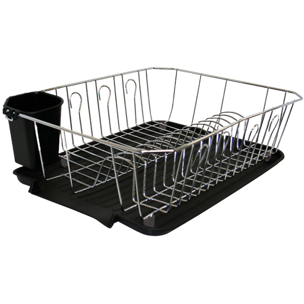 Michael Graves Design Satin Finish Steel Wire Compact Dish Rack, Black, KITCHEN ORGANIZATION